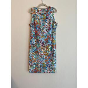 J. McLaughlin Size M Sleeveless Colorful Floral Dress, Cinched and Stretchy